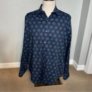 Robert Graham Shirt Adult Extra Large Blue XL Dots Classic Flip Cuff Men
